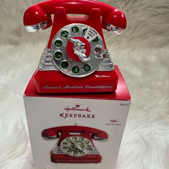 Hallmark Keepsake Red Rotary Santa’s Hotline Phone Christmas Tree Ornament - Picture 2 of 2